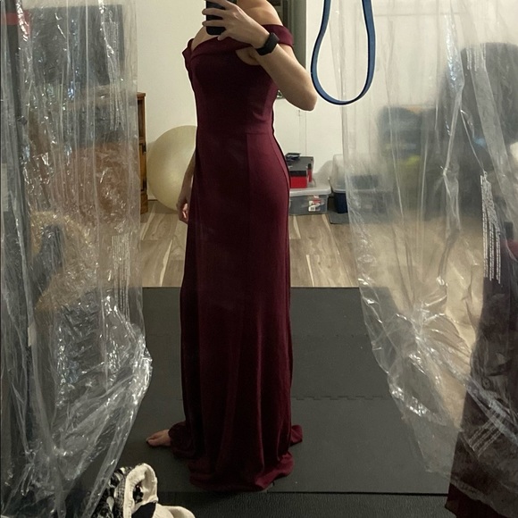 David’s Bridal | Stretch Crepe Off-the-Shoulder Bridesmaid Dress - Picture 7 of 7